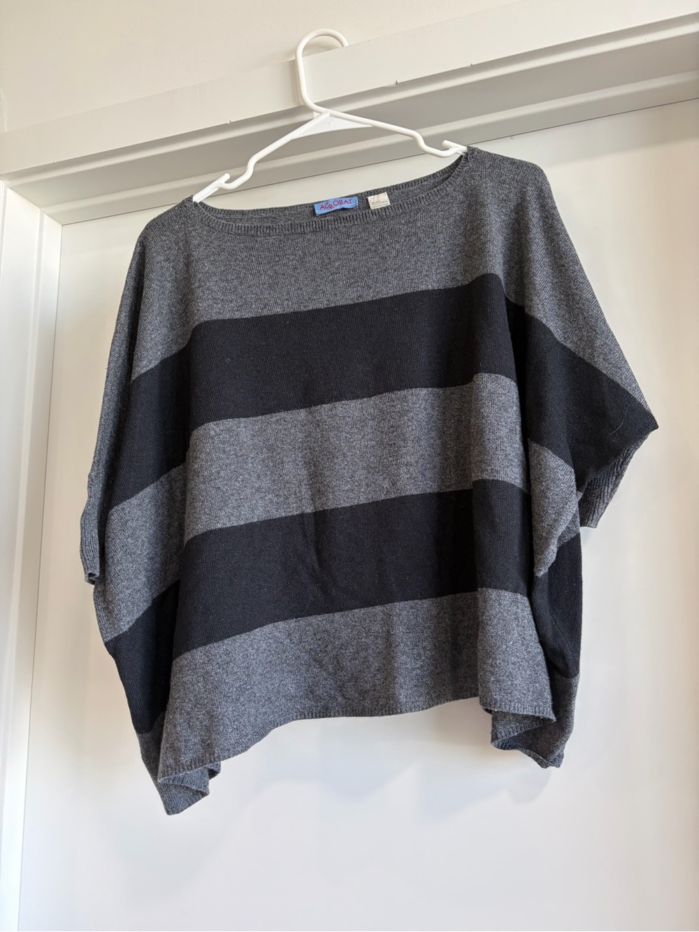 Acrobat Women's Gray & Black Striped Boatneck Sweater